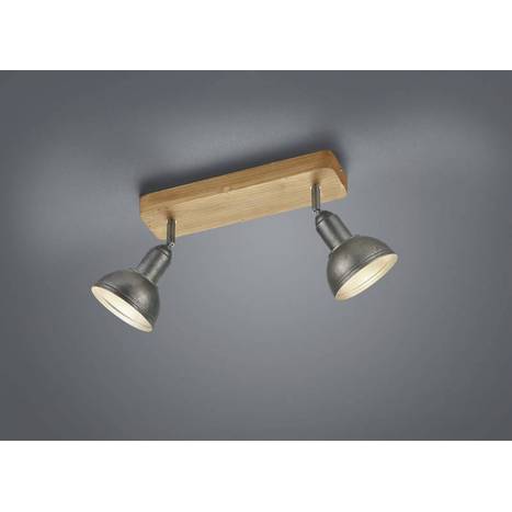 Regleta de focos Delhi 2L E27 madera - Trio