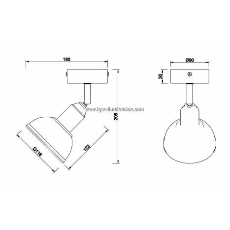 Foco de superficie Delhi 1L E14 madera - Trio