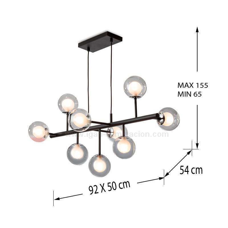 Lámpara colgante Altais 9L aluminio cristal - Schuller