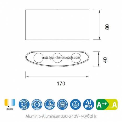 Aplique de pared Arcs LED 6w IP54 - Mantra