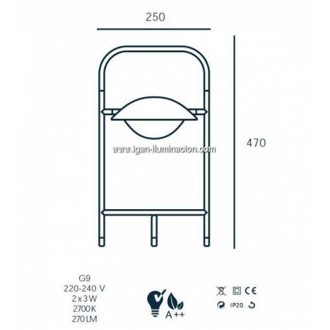 Lámpara de mesa Wong 2L G9 - Aromas