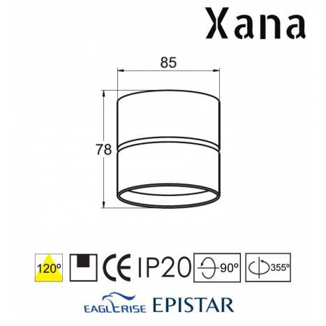 XANA Cubia 360° surface spotlight LED 12w