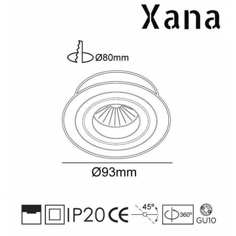 XANA Sella GU10 360° recessed light white