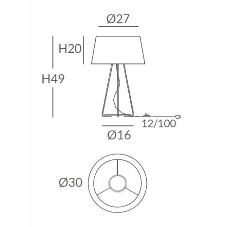 Lámpara de mesa Drum 1L E27 cuerda - Ole