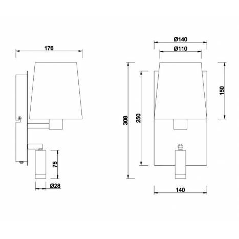 Aplique de pared Marriot E14 + LED oro - Trio