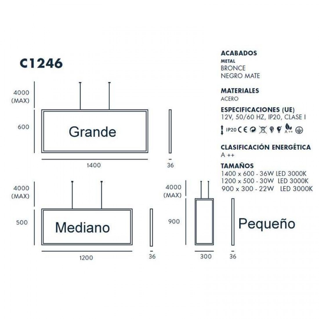Lámpara colgante Frame LED metal - Aromas