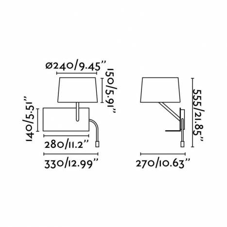 Aplique de pared Handy derecha blanco con lector de Faro