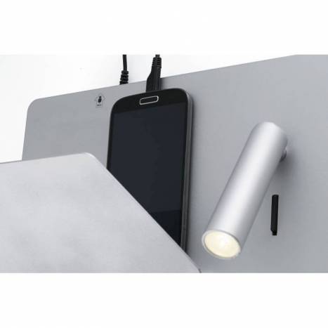 Aplique de pared Suau derecha LED USB gris de Faro