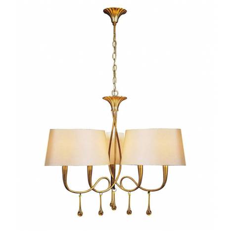 Lámpara colgante Paola 3 brazos oro + crema - Mantra Lámpara colgante Paola 3 brazos oro + crema - Mantra