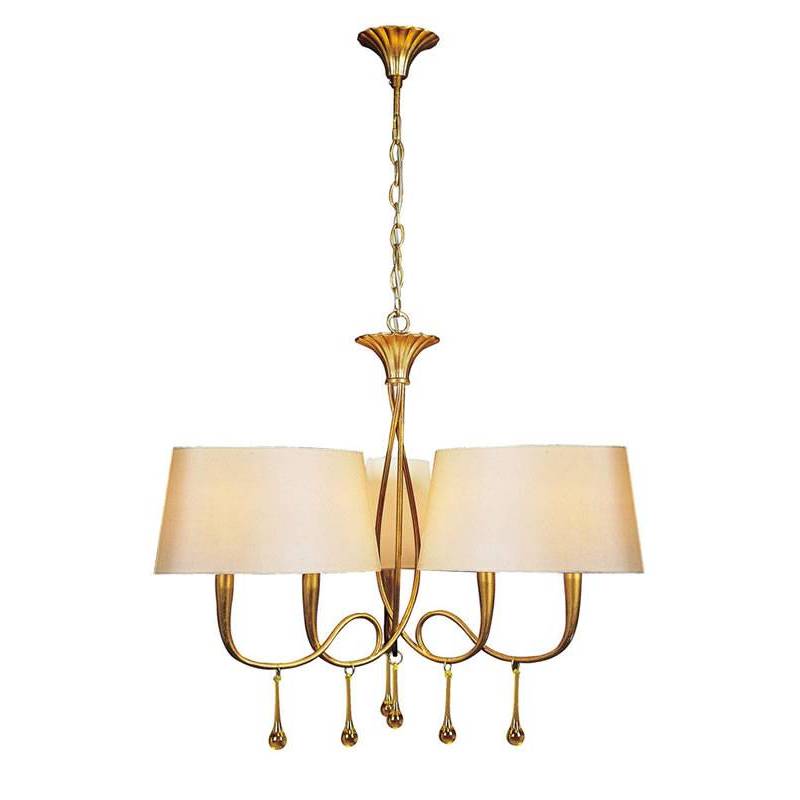 Lámpara colgante Paola 3 brazos oro + crema - Mantra Lámpara colgante Paola 3 brazos oro + crema - Mantra