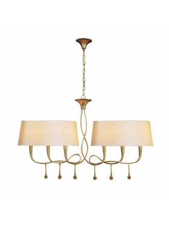 Lampara colgante Paola 6 luces oro pantalla crema de Mantra