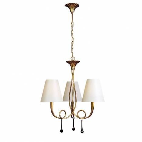 Lampara colgante Paola 3 luces oro pantalla crema de Mantra Lampara colgante Paola 3 luces oro pantalla crema de Mantra