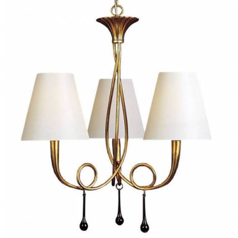 Lampara colgante Paola 3 luces oro pantalla crema de Mantra