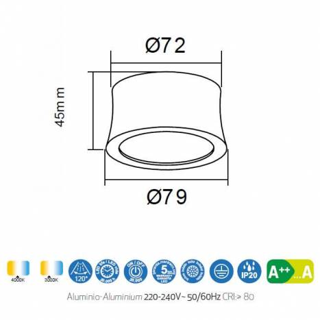 MANTRA Gower 7w LED surface spotlight