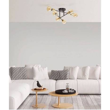 TRIO Cross 6L black + gold ceiling lamp