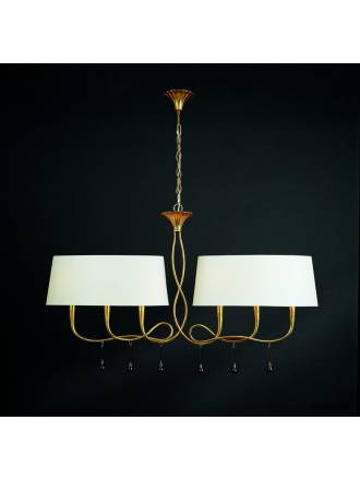 Lampara colgante Paola 6 luces oro pantalla crema de Mantra
