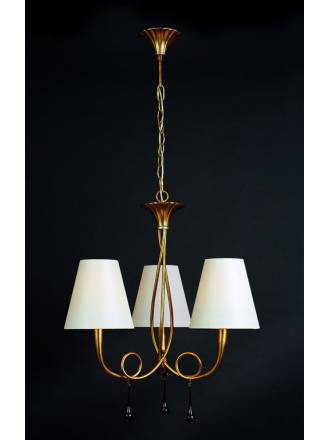 Lampara colgante Paola 3 luces oro pantalla crema de Mantra
