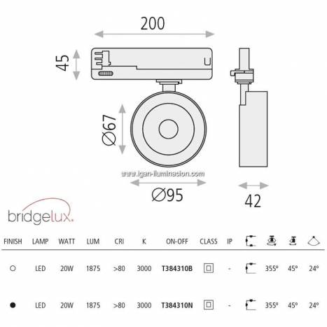 Foco de carril trifasico Mako LED 20w - ACB