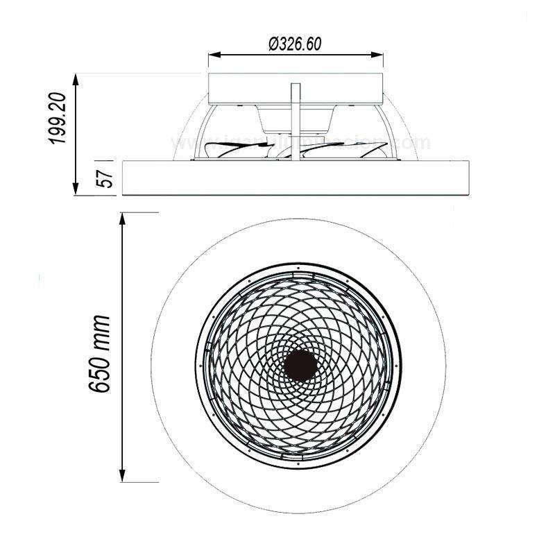 Ventilador Tibet Negro Madera Led 70w Motor DC sin aspas con