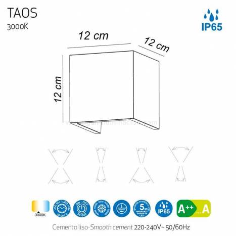 MANTRA Taos 12w IP65 cement wall lamp