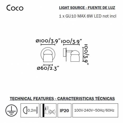 Aplique de pared Coco 1L Gu10 - Faro