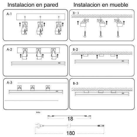 Regleta bajo mueble Ramon LED + interruptor - Trio