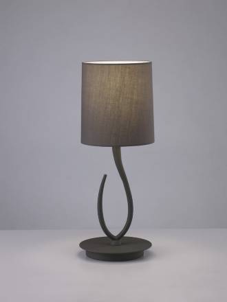 Lampara de mesa Lua 1 luz gris ceniza pantalla gris de Mantra