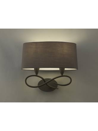 Aplique de pared Lua 2 luces gris ceniza pantalla gris de Mantra