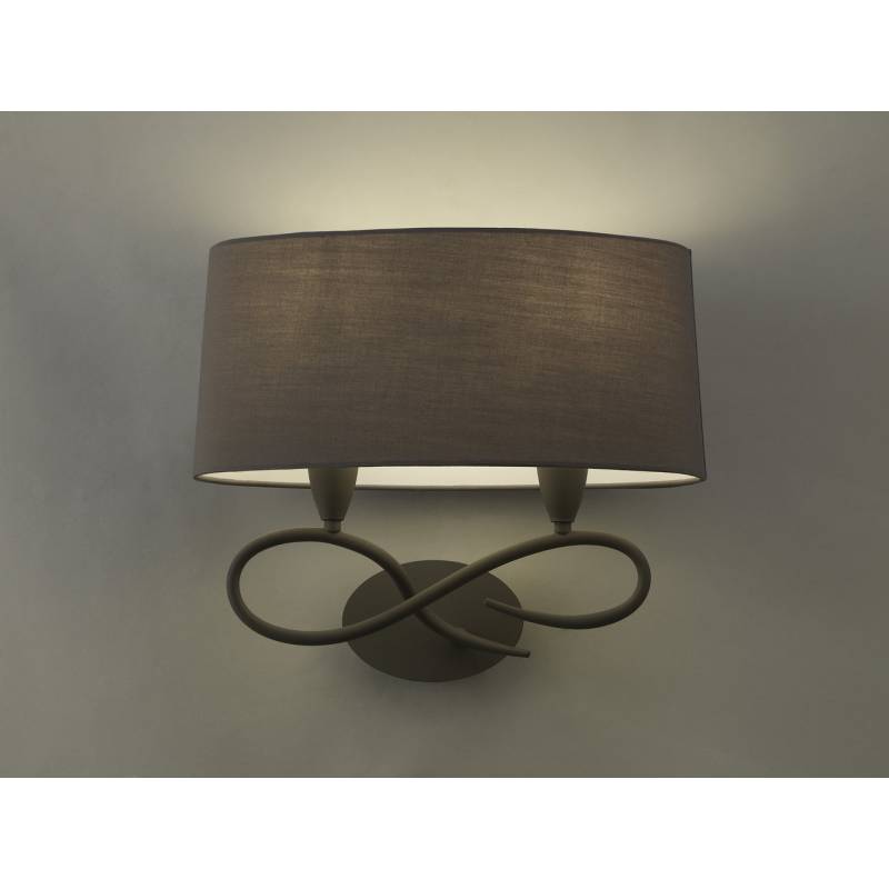 Aplique de pared Lua 2 luces gris ceniza pantalla gris de Mantra Aplique de pared Lua 2 luces gris ceniza pantalla gris de Mantra