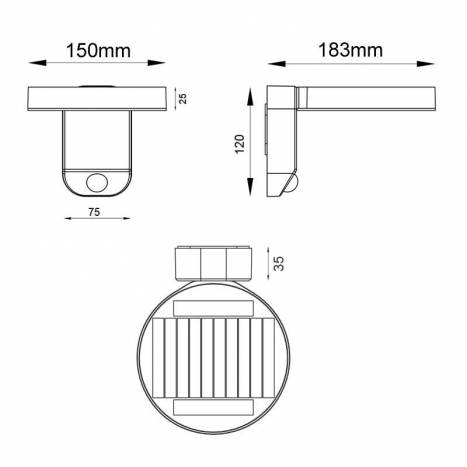 Aplique de pared Posadas Solar LED IP44 - Trio