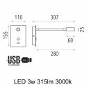 ACB Senda 3w LED USB wall lamp