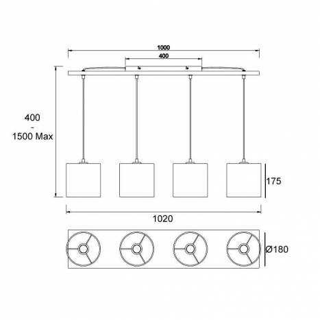 TRIO Elmau 4L E27 pendant lamp