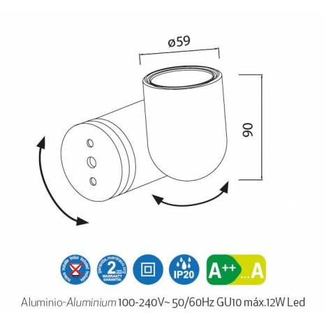 Foco/Aplique IOS GU10 LED - Mantra