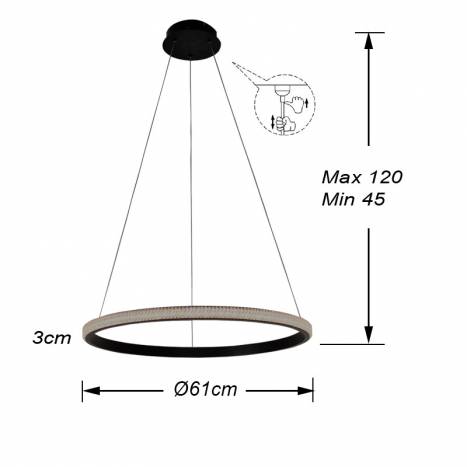 Lámpara colgante Ring LED 25w dimensiones Schuller