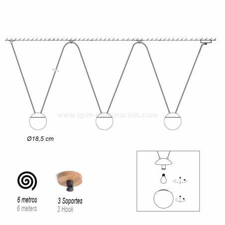 FARO Mine 3L E27 dimensions pendant lamp