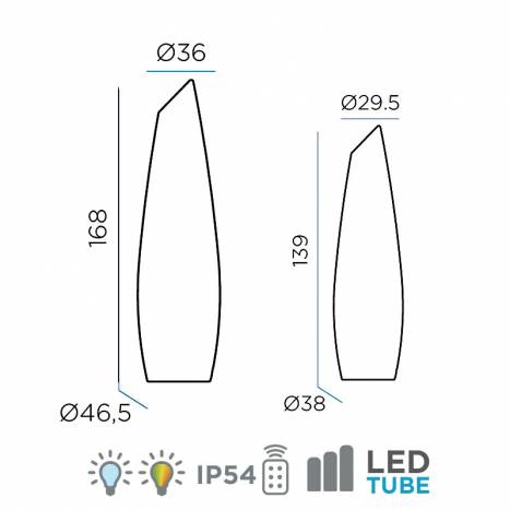 Lámpara de pie Fredo LED RGB IP54 battery info - Newgarden