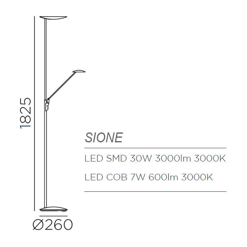 Lampara pie led 30w + 5w lectura Anello