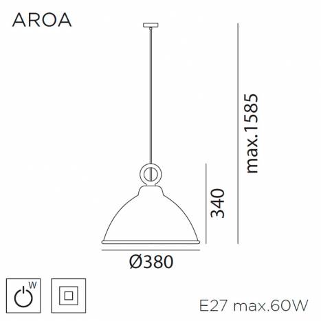 Lámpara colgante Aroa E27 madera info - MDC