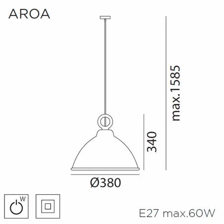 MDC Aroa E27 wood pendant lamp dimensions