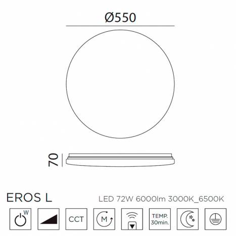 Plafón de techo Eros LED 72w regulable + mando info - MDC
