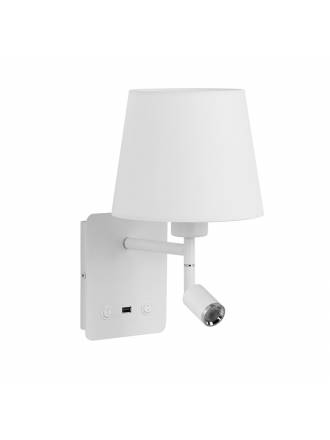 Aplique de pared Mailand E27 + LED USB blanco - MDC