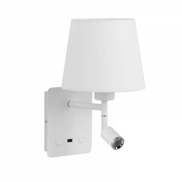 MDC Mailand E27 + LED USB white wall lamp