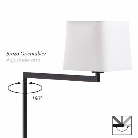 Lámpara de pie Finess E27 orientable negro detalle - MDC