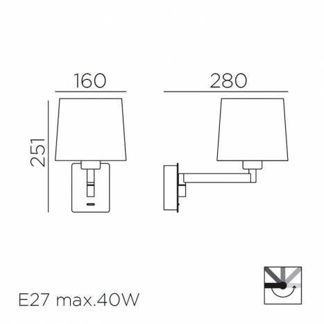 MDC - Finess E27 orientable models wall lamp