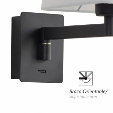 MDC - Finess E27 orientable black wall lamp detail