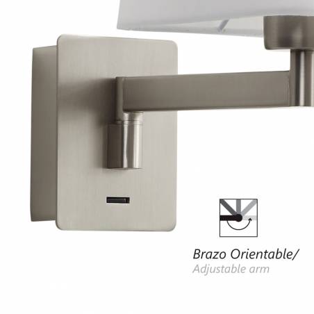 MDC - Finess E27 orientable níquel wall lamp detail
