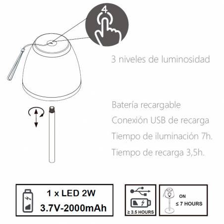 Trio Domingo LED USB IP44 portable lamp info 1