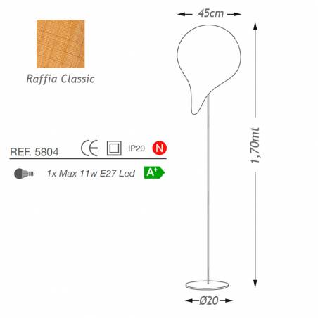 ILUSORIA Palmito 1L E27 raffia floor lamp info