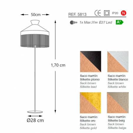 ILUSORIA Pamela 1L E27 sack fabric info floor lamp