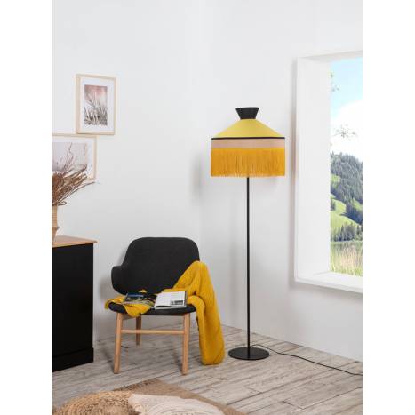 ILUSORIA Pamela 1L E27 sack fabric gold floor lamp ambient